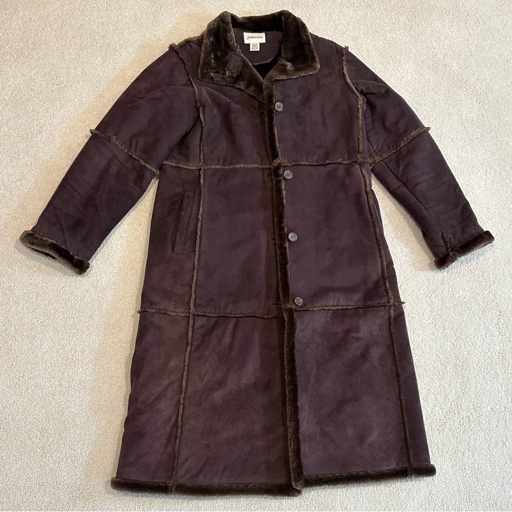Faux Suede or Shearling Fur-Lined St. John’s Bay Coat, Small Petite